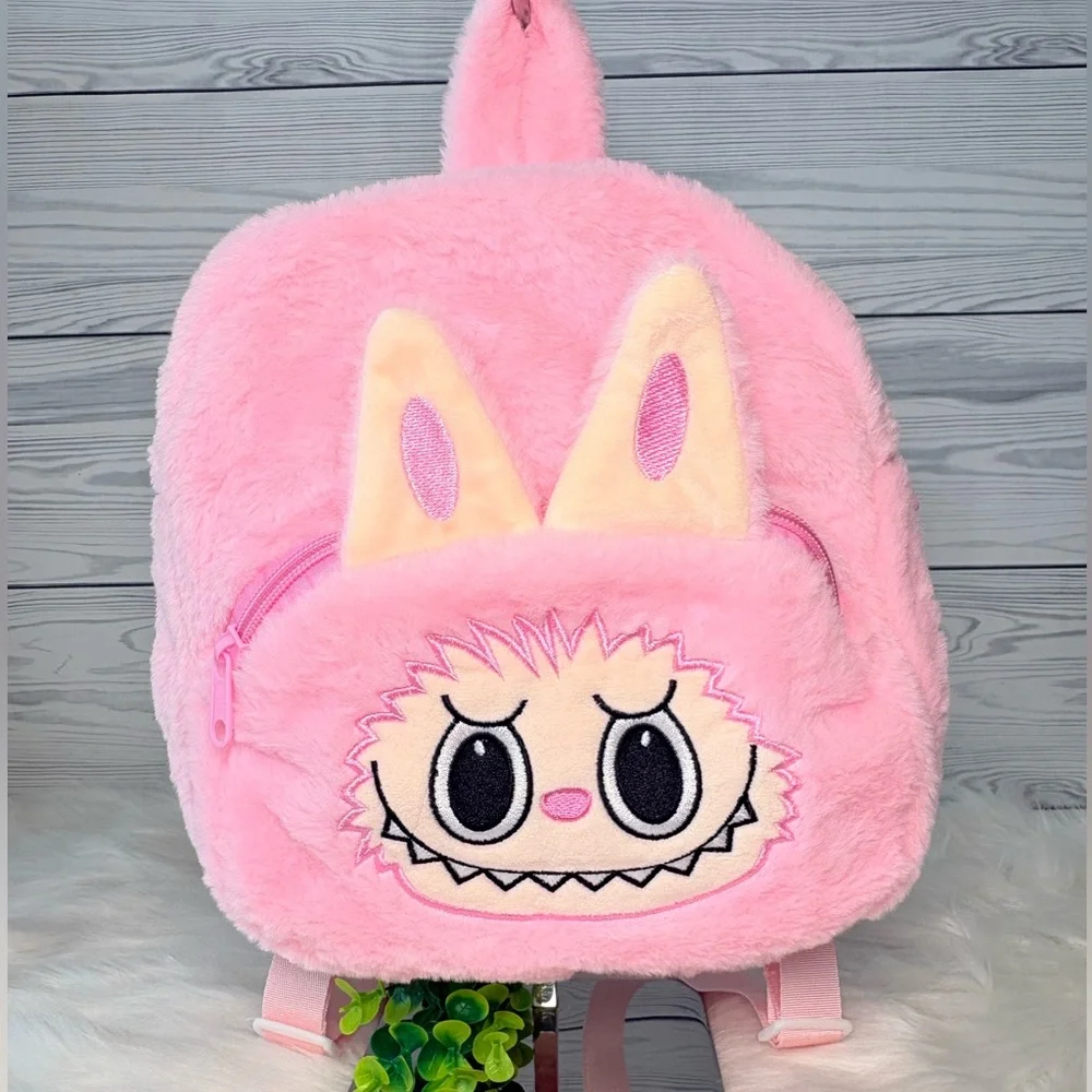 Pink Labubu Plush Backpack
